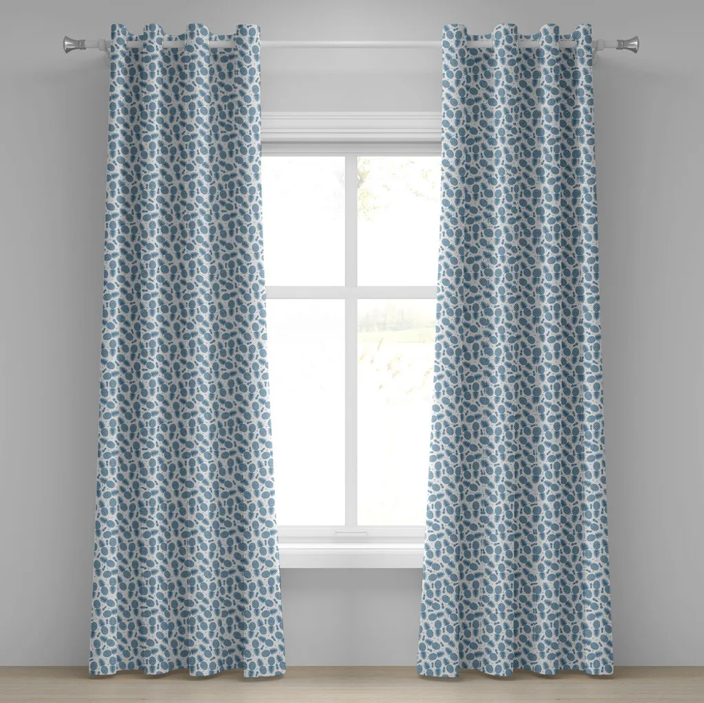 Rideau Ananas Imprimé Vintage Bleu 280 cm x 175 cm Textile Haut de Gamme
