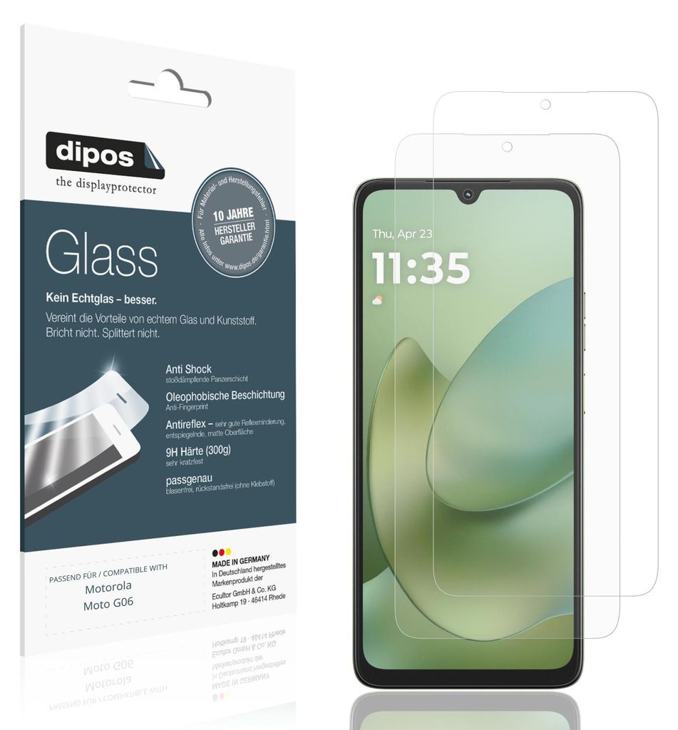 2x Schutzfolie für Motorola Moto G06 matt - Anti-Shock 9H Folie dipos Glass Kunststoffglas