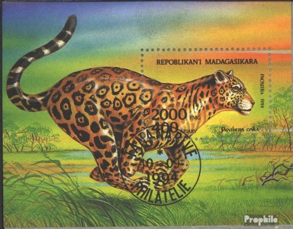 Briefmarken Madagaskar 1994 Mi Block261 (kompl.Ausg.) gestempelt Raubtiere