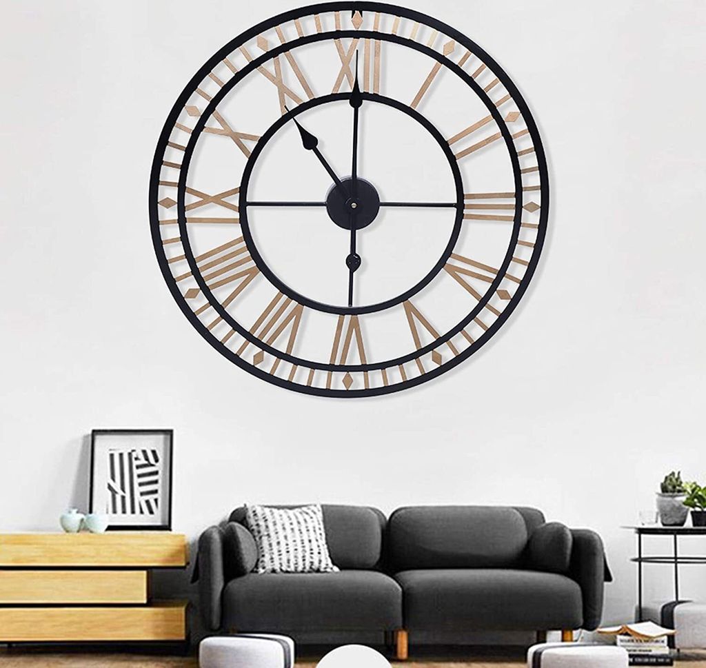 Wanduhr  Gold Uhr Küchenuhr   80 cm  Dekoration Wohnzimmer  Produktbild 4