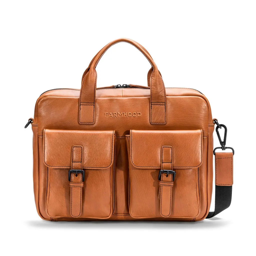 Serviette en Cuir Marron et Sacoche Ordinateur Memphis Farmhood
