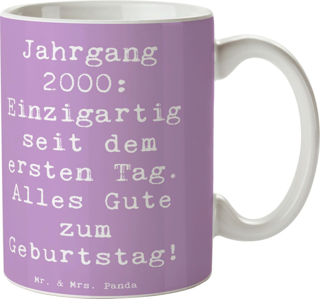 Mr. & Mrs. Panda cappuccinotasse Spruch 2000 Geburtstag - Lavendeltraum - Geschenk, nostalgischer, erster Tag, Kaffeetasse, Happy Birthday, Teetass...