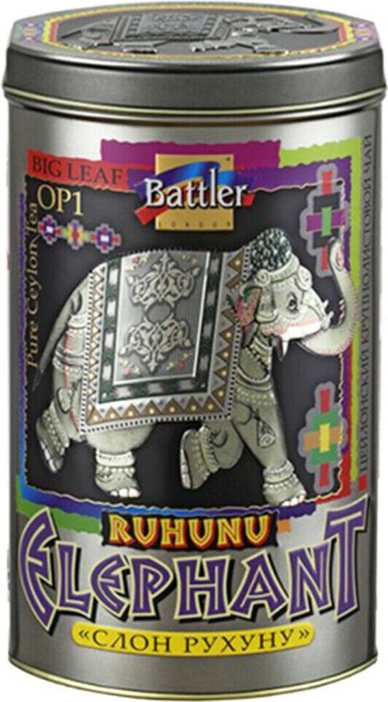 BATTLER Schwarzer Ceylon Tee Elephant Ruhunu lose 100g Metalldose Schwarztee