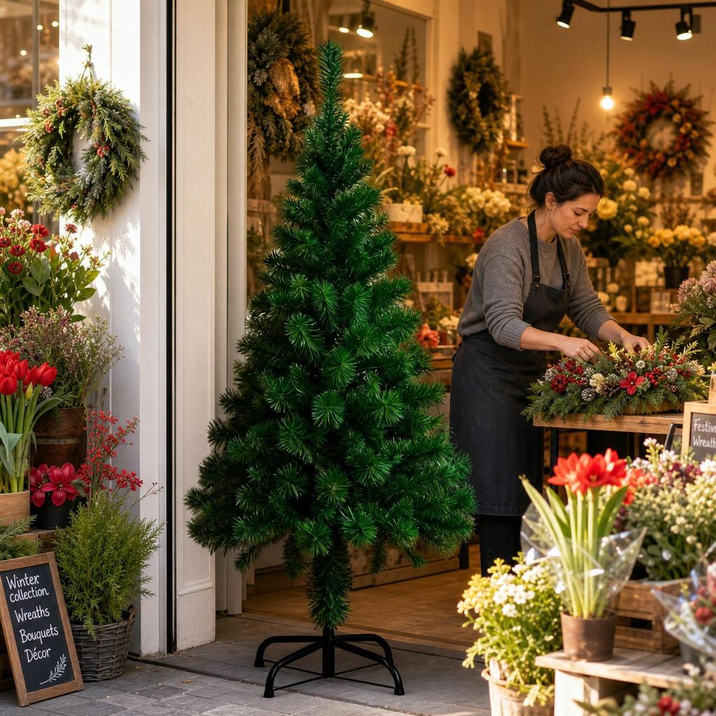 ACXIN, kunstkerstboom, 1,5 meter, groen, met kliksysteem. Productafbeelding 