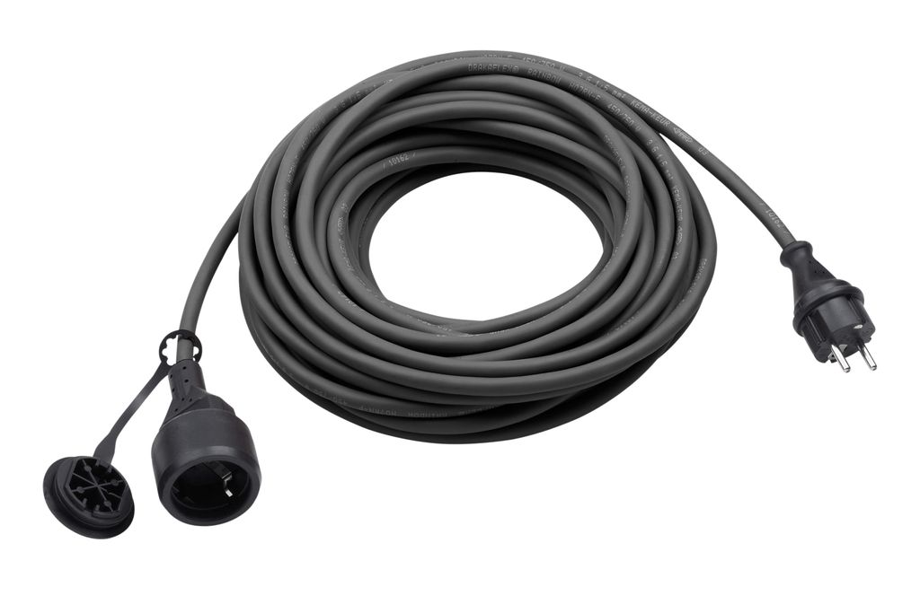Meister Gummi-Verlängerungskabel 25 m für außen (IP44) Schuko-Kupplung schwarz