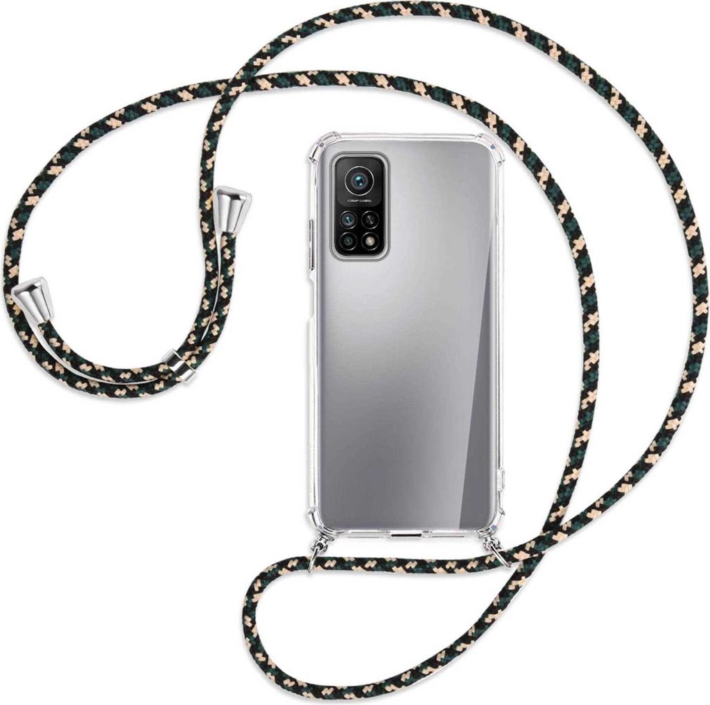 Handykette Backcover-Schutzhülle mit Band (Metall silberfarben) für Xiaomi Mi 10T (Pro) 5G - camouflage