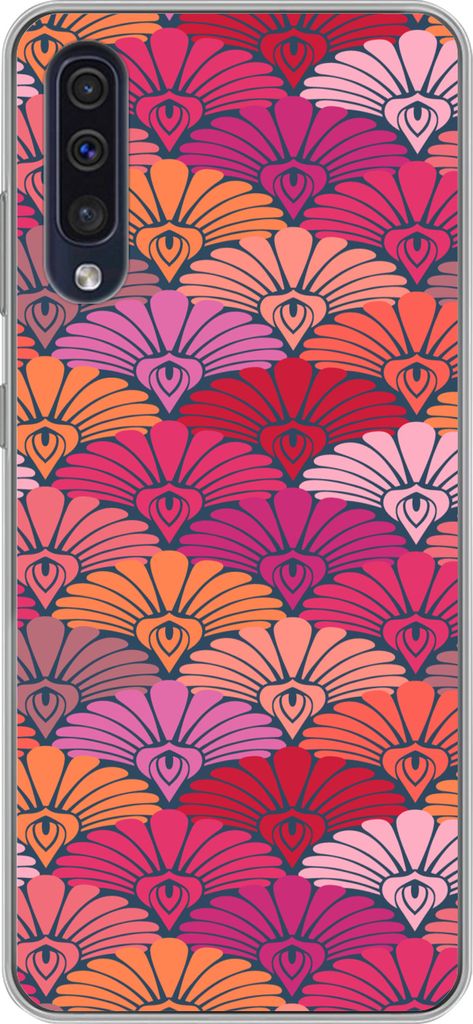 MuchoWow Handyhülle Schutzhülle Hülle für Telefoonhoesje Samsung Galaxy A30s Muster - Art Deco - Rosa - Blumen Silikon Softcase Handy Hülle ...