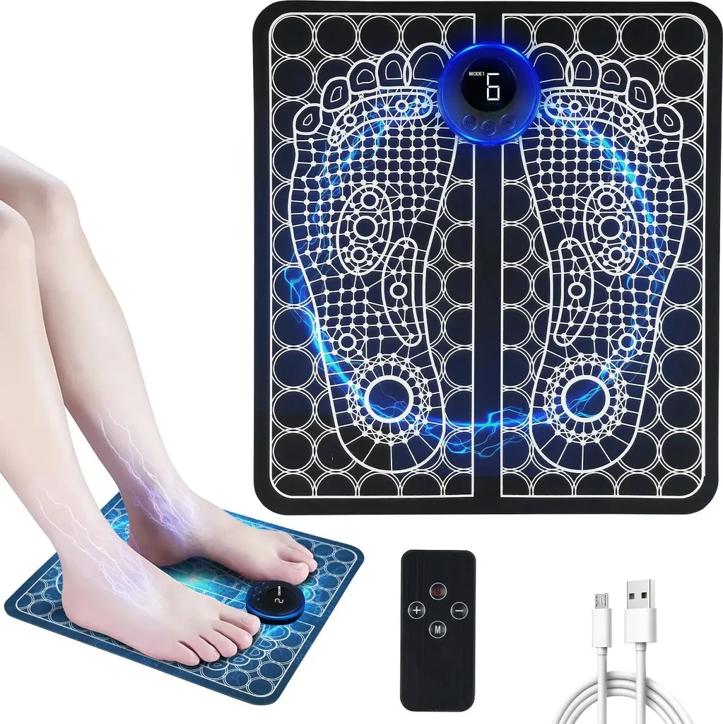Tapis de massage électrique pieds EMS - Alimentation CA - Noir - Taille M
