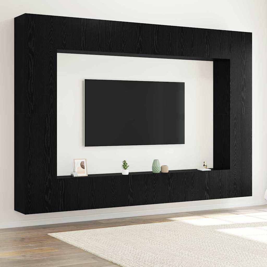 Maison Exclusive - TV-Schrankset 8 pcs Schwarz Eichen-Optik 100 x 30 x 30 cm