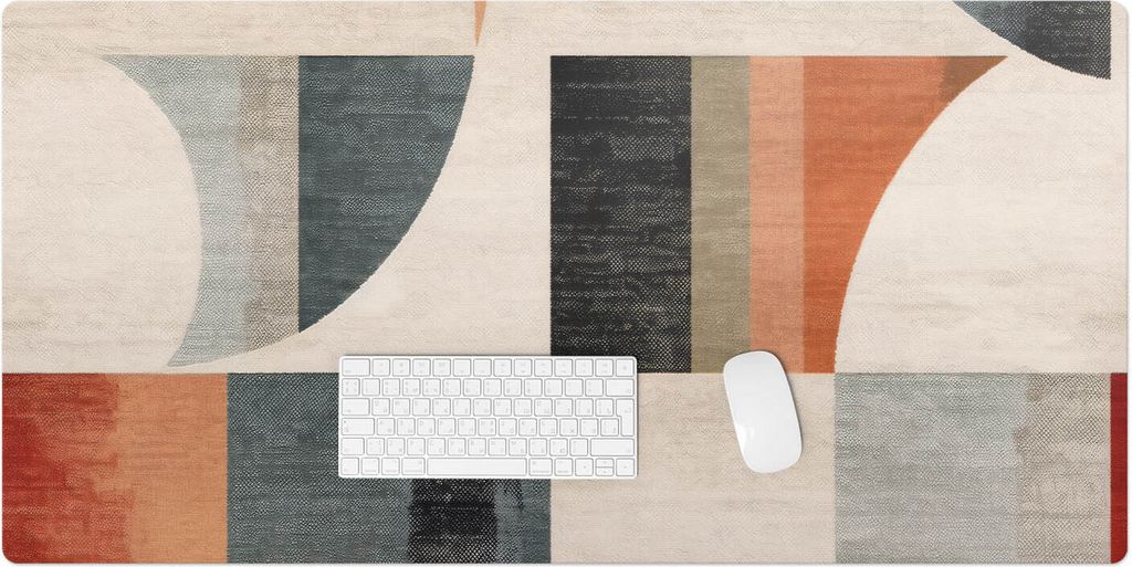 Geometrische Retro-Formen – Schreibtischunterlage – Rutschfeste Tischunterlage – Schreibtischmatte für Büro & Zuhause – Schreibunterlage ...