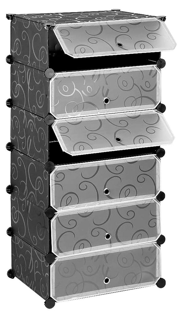 Kleiderschrank, Tragbares Regalsystem, Weißer Schlafzimmerschrank für das Schlafzimmer, DIY Kleiderschrank Garderobenschrank Steckregalsystem, 6 ...