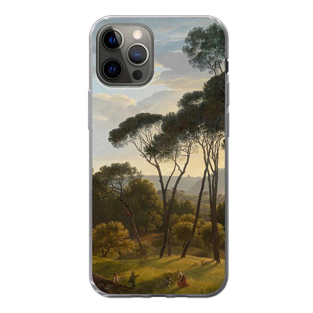 MuchoWow Handyhülle Schutzhülle Hülle für iPhone 13 Pro Italienische Landschaft mit Zirbelkiefer - Gemälde von Hendrik Voogd Silikon Softcas...