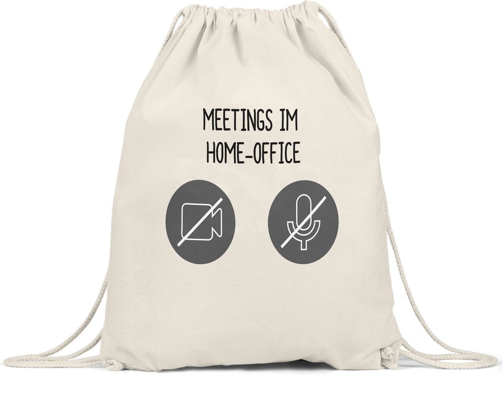 Meetings Im Home-Office Turnbeutel Gymsack Meetings Homeoffice Internet Mikro Sound Heimarbeit Internet Laptop Videokonferenz