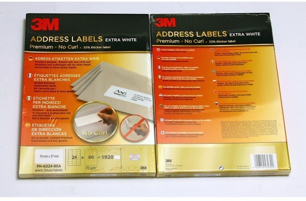 3M Premium Adress-Etiketten / 495980 für Laser Druck 1er Pack á 1920 Etiketten, 70 x 37 mm