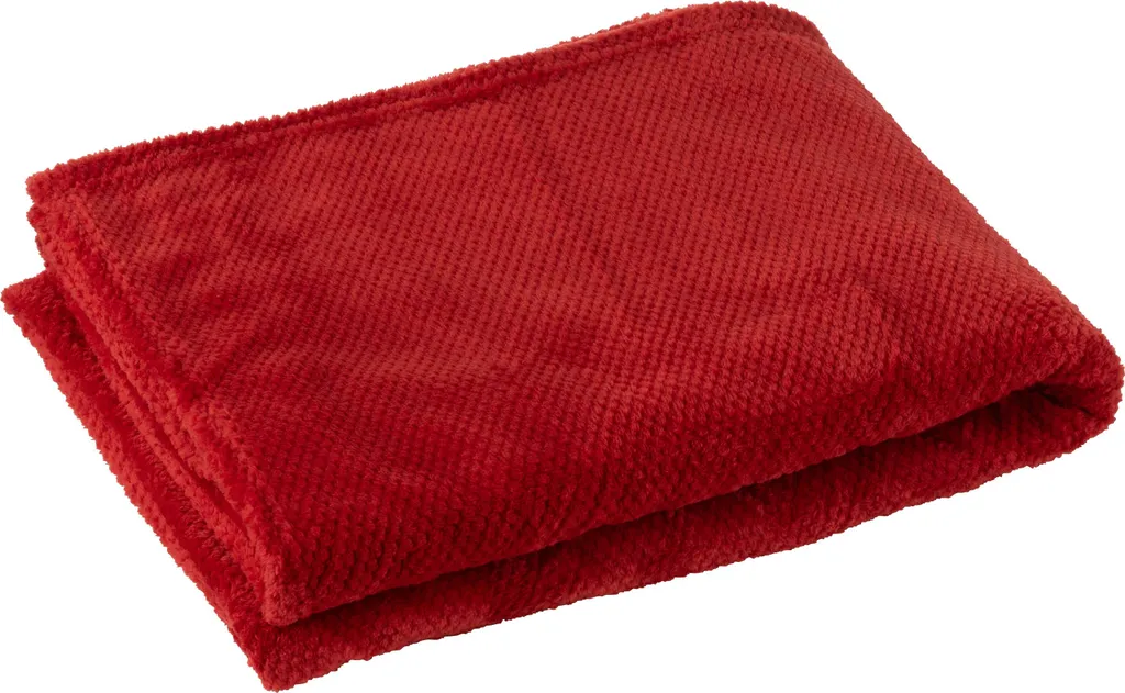 Couverture Snuggle Rouge J-Line en Polyester Haute Densité et Soyeux
