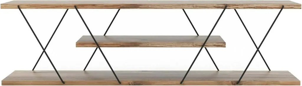 Meuble TV Desdemona 120x30x33 cm Marron avec 3 Étagères de Rangement