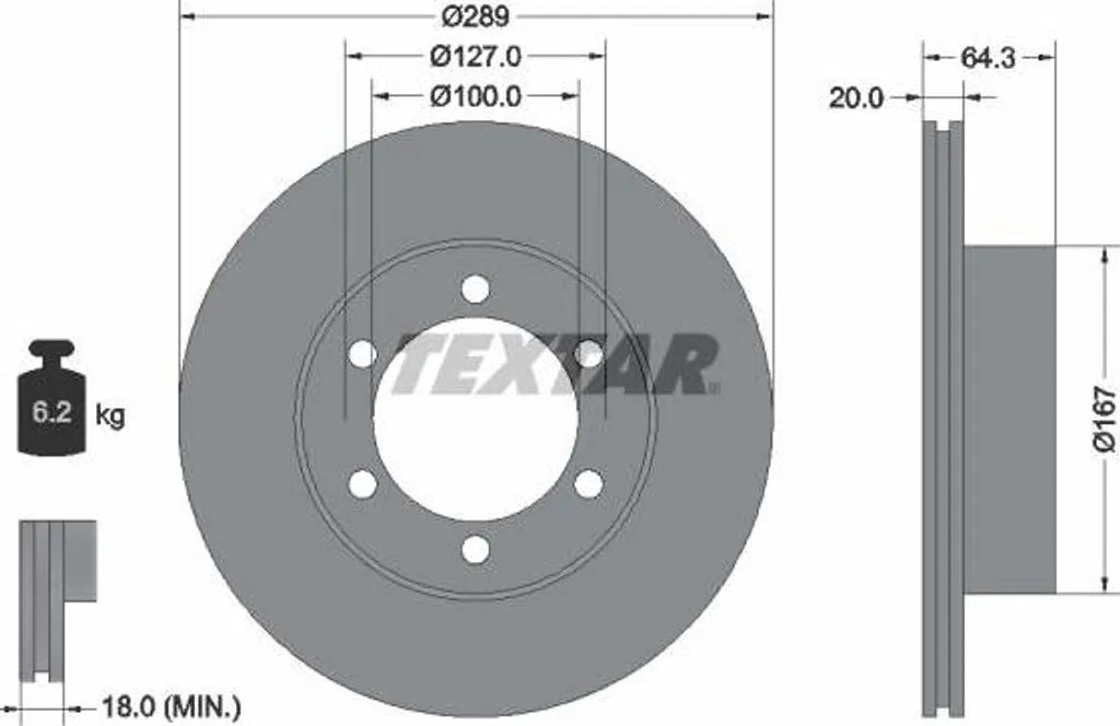 Disque de frein TEXTAR 92076300 haute teneur en carbone pour Hilux/Taro