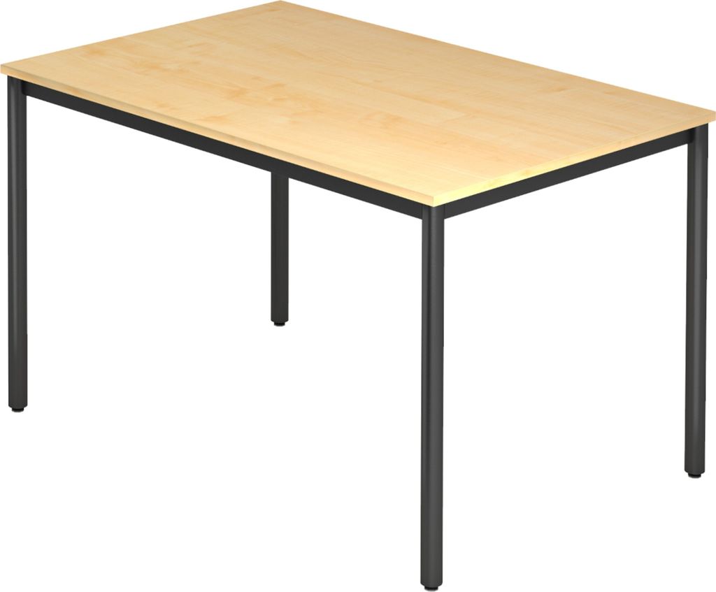 bümö Besprechungstisch Serie-D - Nachbildung Ahorn, tischfuss: Rundrohr schwarz, Größe: 120x80 cm