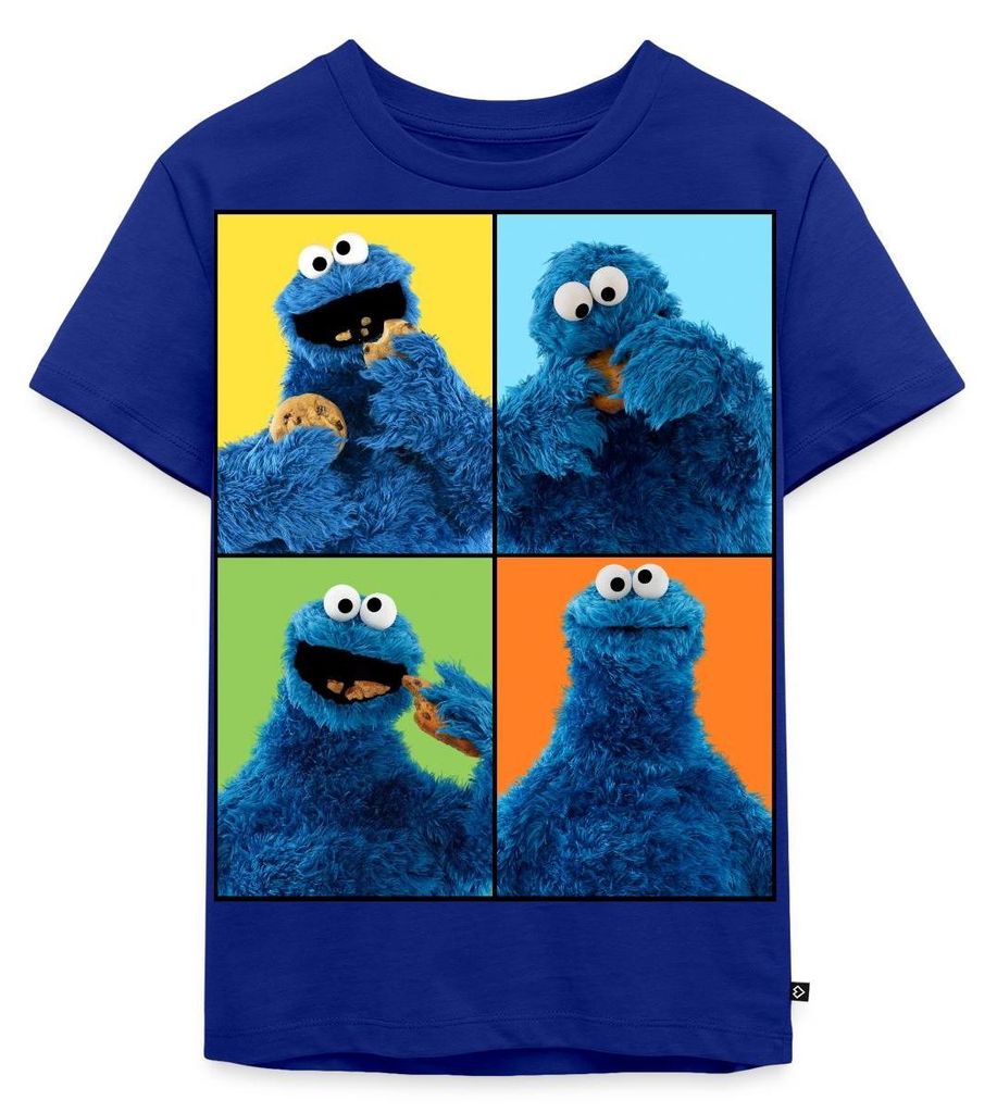 Spreadshirt Sesamstraße Krümelmonster Posen Kinder Premium T-Shirt, 134/140 (8 Jahre), Royalblau
