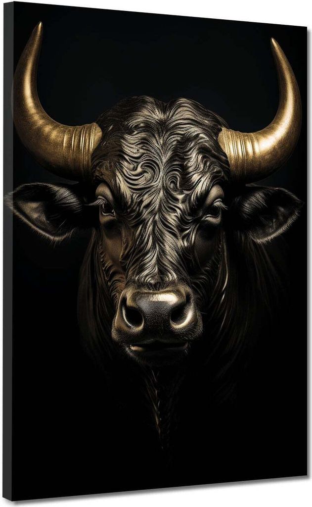 Stier Black Style Leinwandbild Wandbild Kunstdruck XL Wanddeko: 30x40x2cm