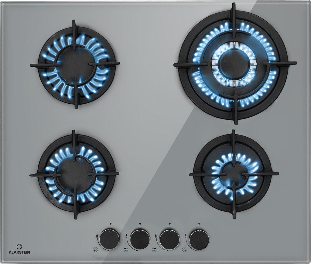 Klarstein Gasherd, Einbau-Gasherd für Propan Gasflasche, Gaskochfeld 4 Flammig, Gasherd für Küche, Camping & Wohnmobil, 8000 W Kochplatte, LPG G...