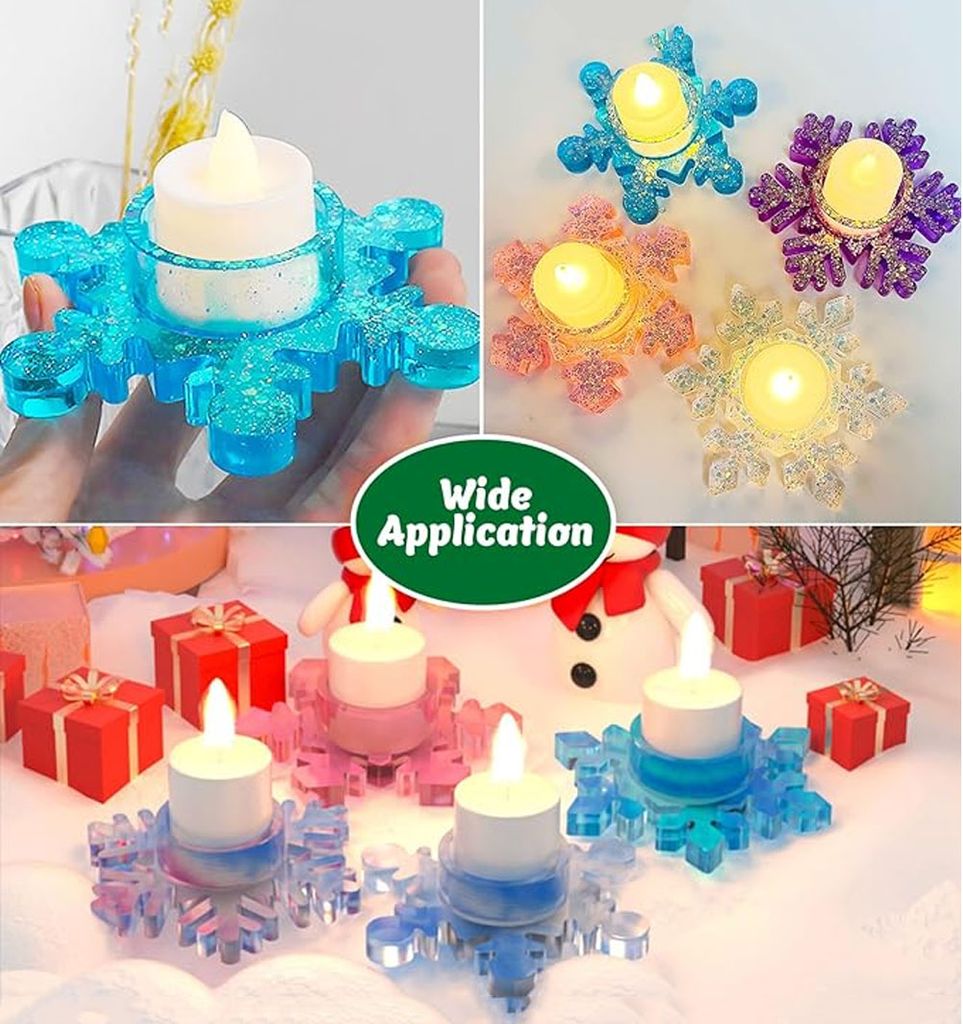 Weihnachts-Kerzenhalter Aus Silikon - 2-teiliges Set Mit Schneeflocke & Stern
