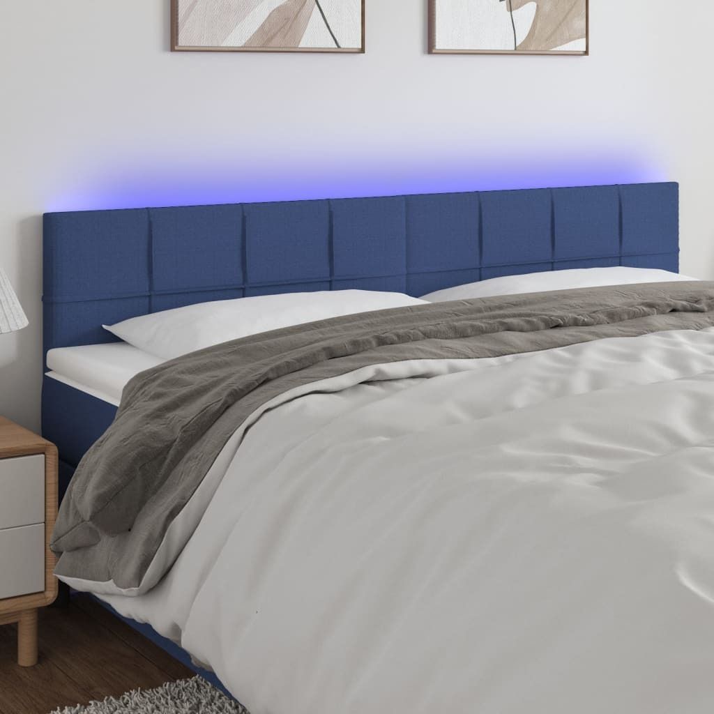 vidaXL LED Kopfteil Blau 160x5x78/88 cm Stoff - LED Kopfteil - LED Kopfteile - Kopfteil - Bett-Kopfteil