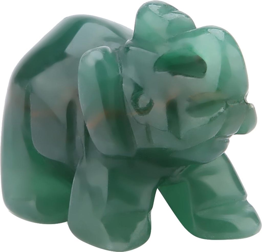 1,5 -Zoll -Naturstein geschnitzte Elefantenkristall Figur Home Decoration Furnierartikel (#07)