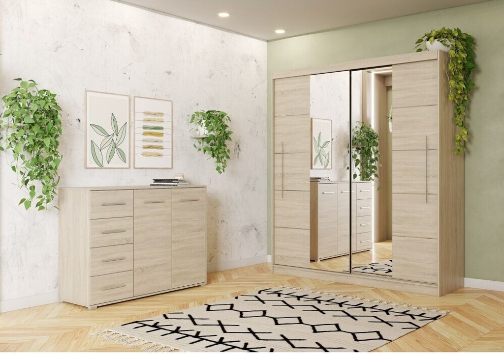 2er-Set Schwebetürenschrank mit zwei Spiegeln und Produktbild 