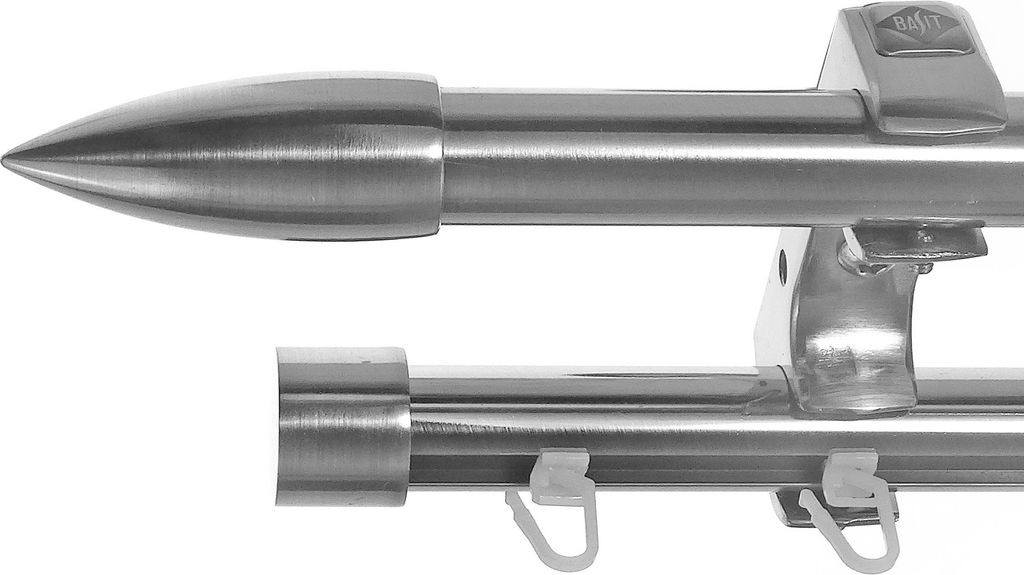 Rohr + Innenlauf Edelstahl Look Gardinenstange Ø 20mm Deckenträger 2-läufig Spitze D60 E82E30 RI