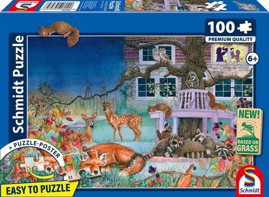 Puzzle, Schmidt Spiele Visite nocturne des animaux, 100 Teile, Ab 6 Jahren