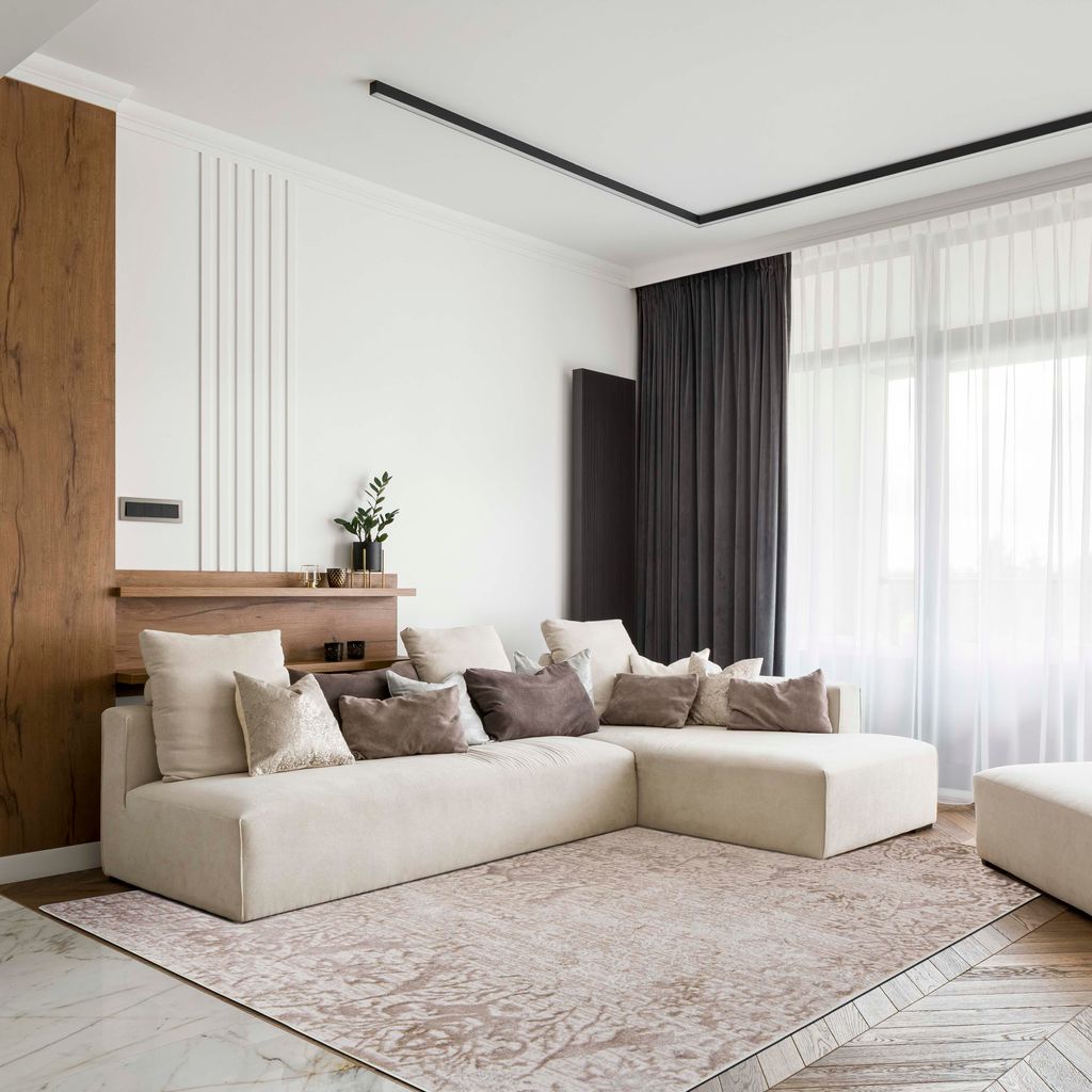 Mazovia Teppich Beige Modern Vintage - Wohnzimmer, Schlafzimmer, Esszimmer, Büro, Kurzflor Rechteckig - Zertifikat, Braun - 80 x 150 cm