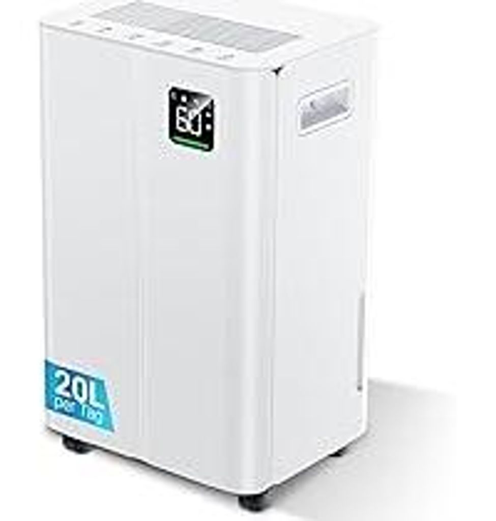 Luftentfeuchter Elektrisch 20L/Tag, mit Feuchtigkeitssensor und LED Display, 24-Stunden-Timer, 3 Entfeuchtungsmodi, geeignet für den Schlafzimmer ...