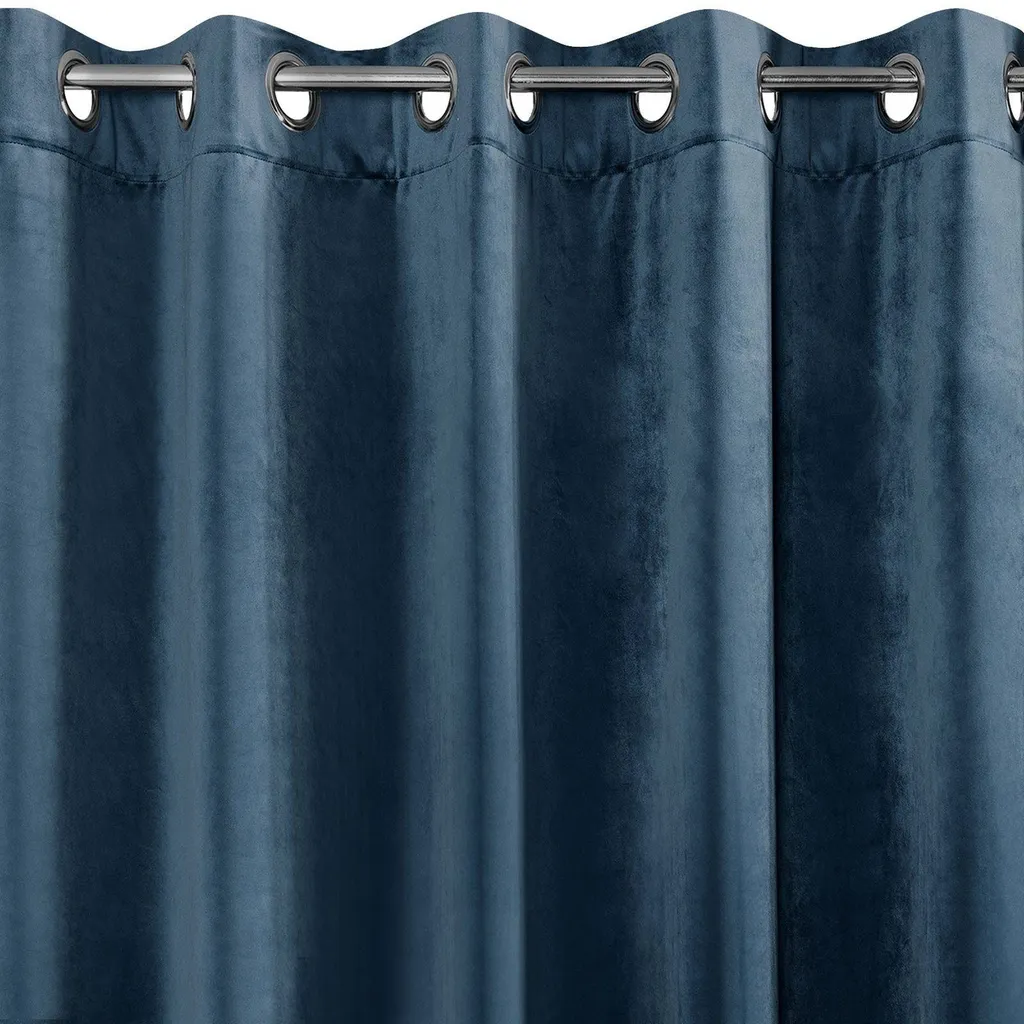 Rideau bleu marine en tissu Villa 140x250 avec oeillets haute résistance