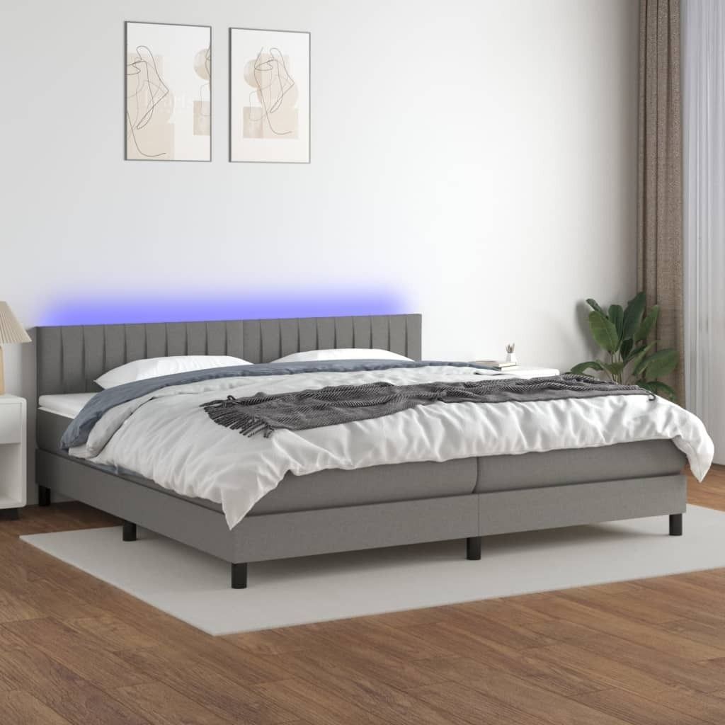 Maison Exclusive - Boxspringbett mit Matratze & LED Dunkelgrau 200x200 cm Stoff