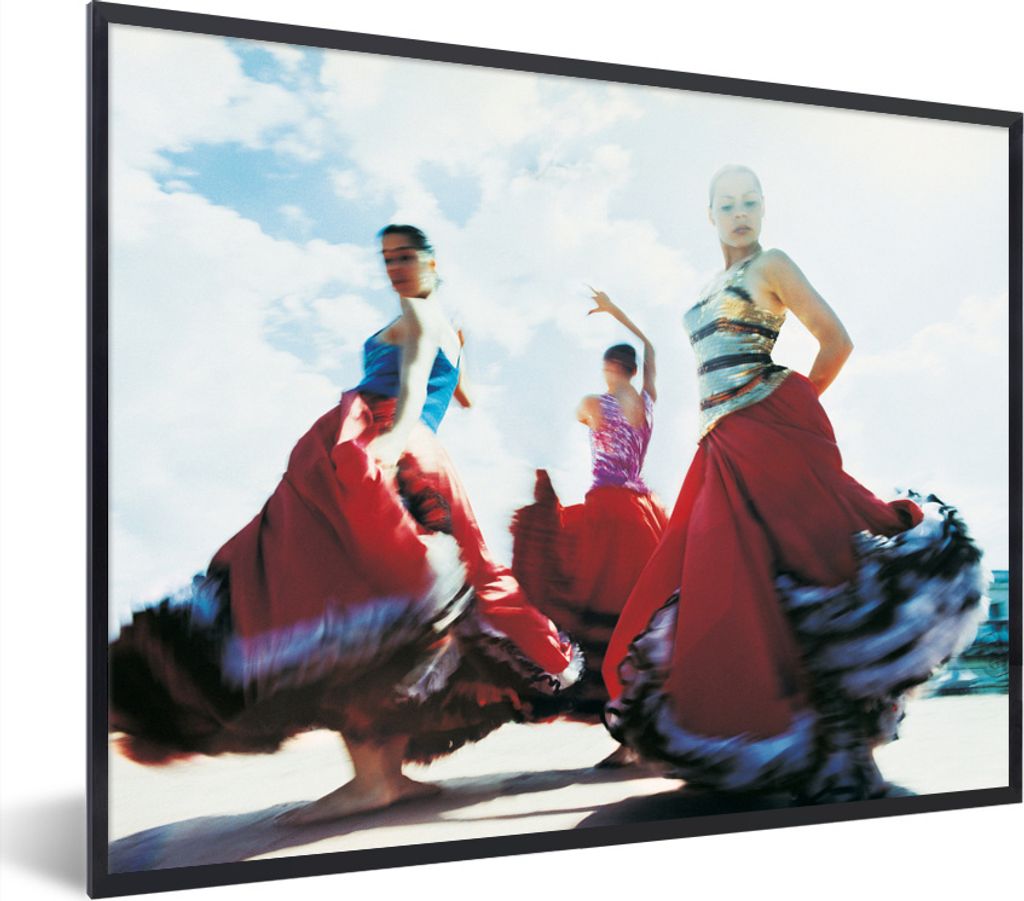 MuchoWow Gerahmtes Poster Drei Frauen tanzen den Flamenco 40x30 cm - Poster mit Schwarzem Bilderrahmen Wandposter Rahmen Foto Bilder - Kunstposte...
