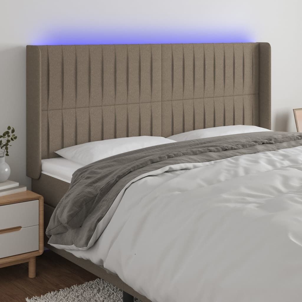 Maison Exclusive - LED Kopfteil Taupe 203x16x118/128 cm Stoff