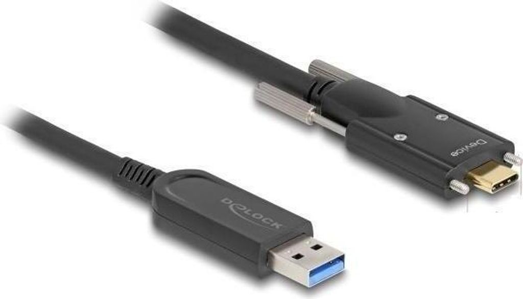 Delock - USB-Kabel - USB Typ A (M) zu 24 pin USB-C (M) schraubbar - USB 2.0 - 5 m - Active Optical Cable (AOC), USB 3.2 Gen 2 (bis zu 10 GBit/s) - ...