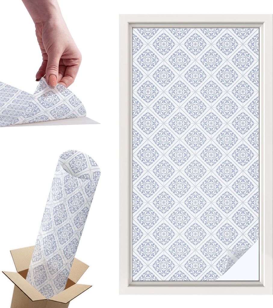 Buntglasfolie für Fenster – 100x50 cm – Stained-Glass-Fensterfolie, dekorativ & blickdicht – Selbstklebende Glasdekorfolie im Buntglas-Desig...