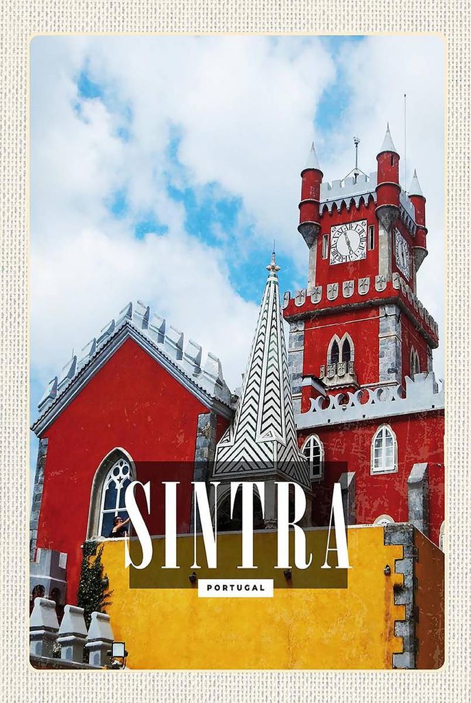 vianmo Holzschild 18x12 cm Sintra Portugal Reiseziel Bildmotiv Reisemotiv Abenteuer Reisen