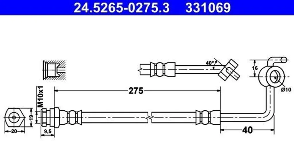 Flexible de frein ATE OE NA75 43 990A haute pression pour Mazda MX-5 NB