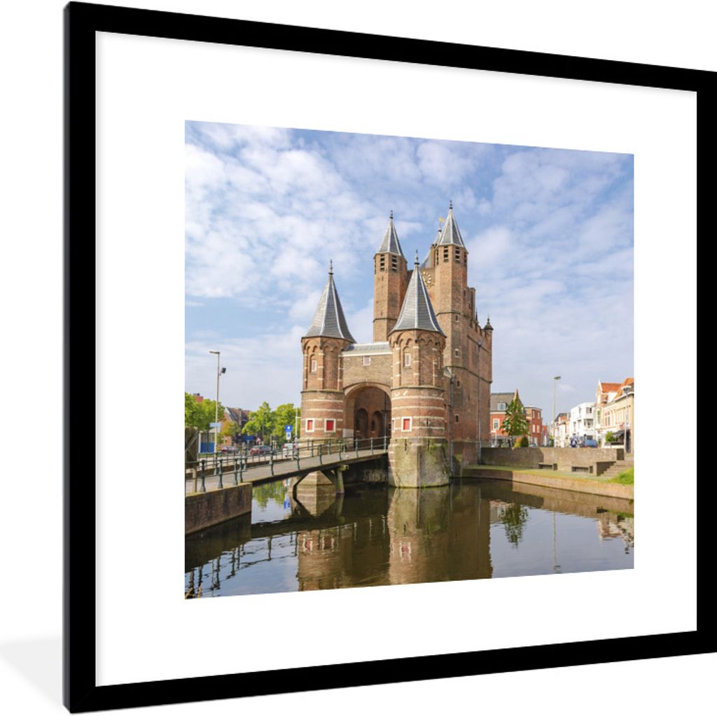 MuchoWow Gerahmtes Poster Amsterdamer Tor an den Grachten 40x40 cm - Poster mit Schwarzem Bilderrahmen Wandposter Rahmen Foto Bilder - Poster - P...