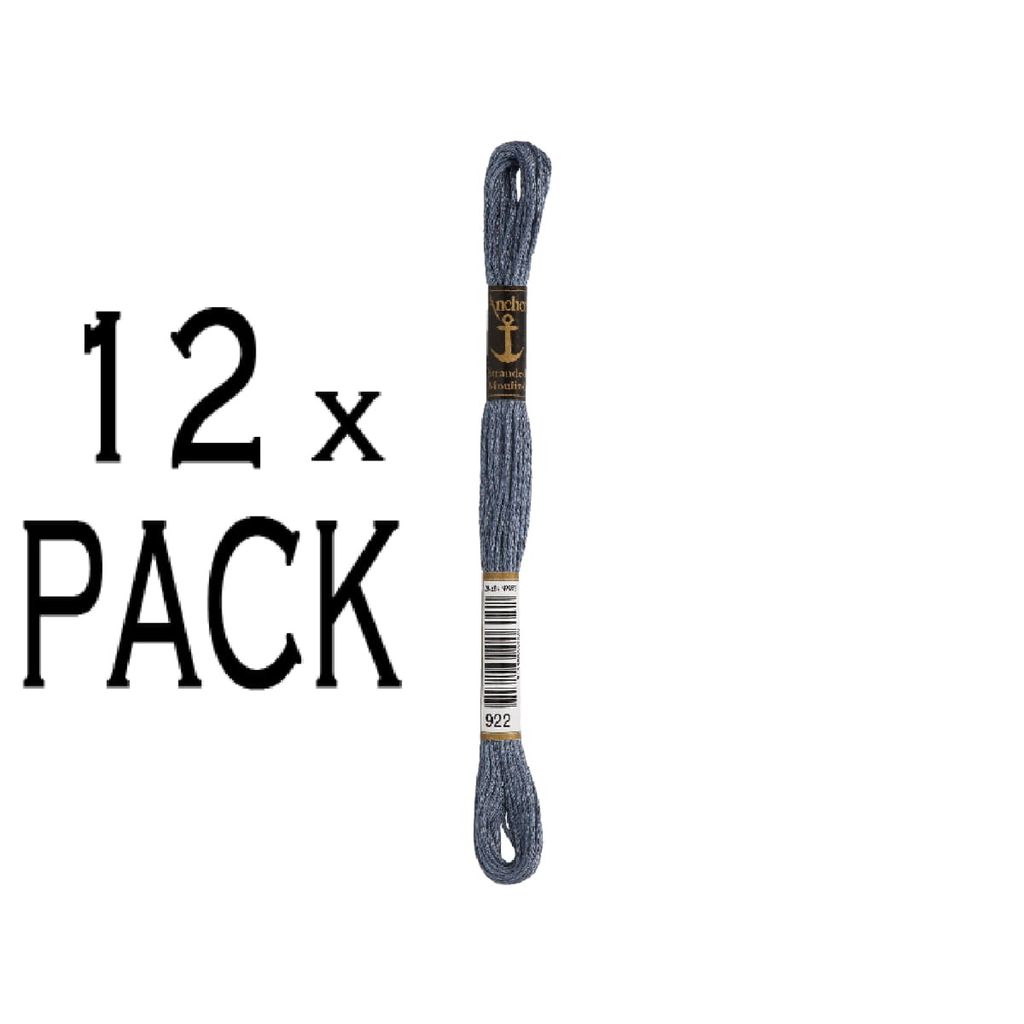 12x Anchor Sticktwist 8m, dunkles blaugrau, Baumwolle, Farbe 922, 6-fädig, VPE