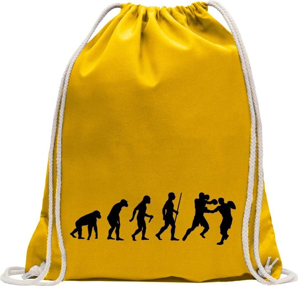 Kiwistar - Turnbeutel - gelb - Boxen Knockout Evolution - Fun Rucksack Sport Beutel Gymsack Baumwolle mit Ziehgurt