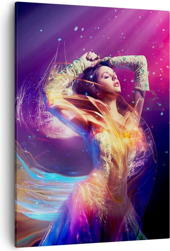 Bild auf Leinwand - Leinwandbild - Einteilig - Schönheit Disco Mode Make-up - 50x70cm - Wand Bild - Wanddeko - Wandbilder - Leinwanddruck - Wandde...