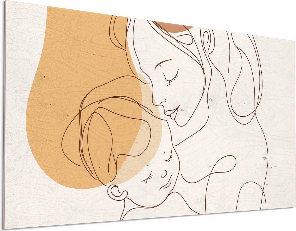 DEQORI Holzbild 100x50 cm 'Umarmung fürs Leben' Bild auf Holz Wandbild Kunstdruck