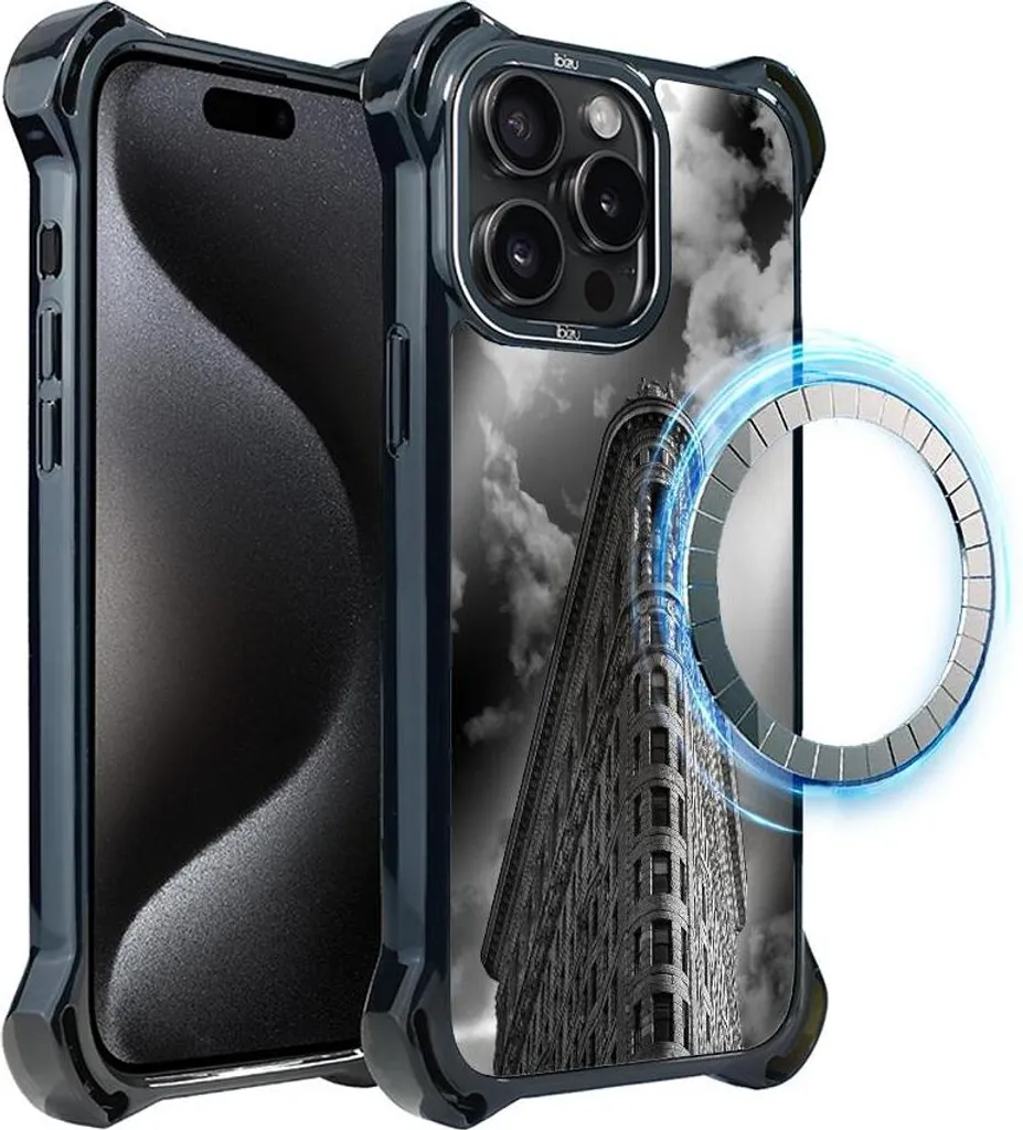 Custodia per iPhone 15 Pro Max IBIZU DropGuard Ultra con MagSafe, Noir City, Flatiron
