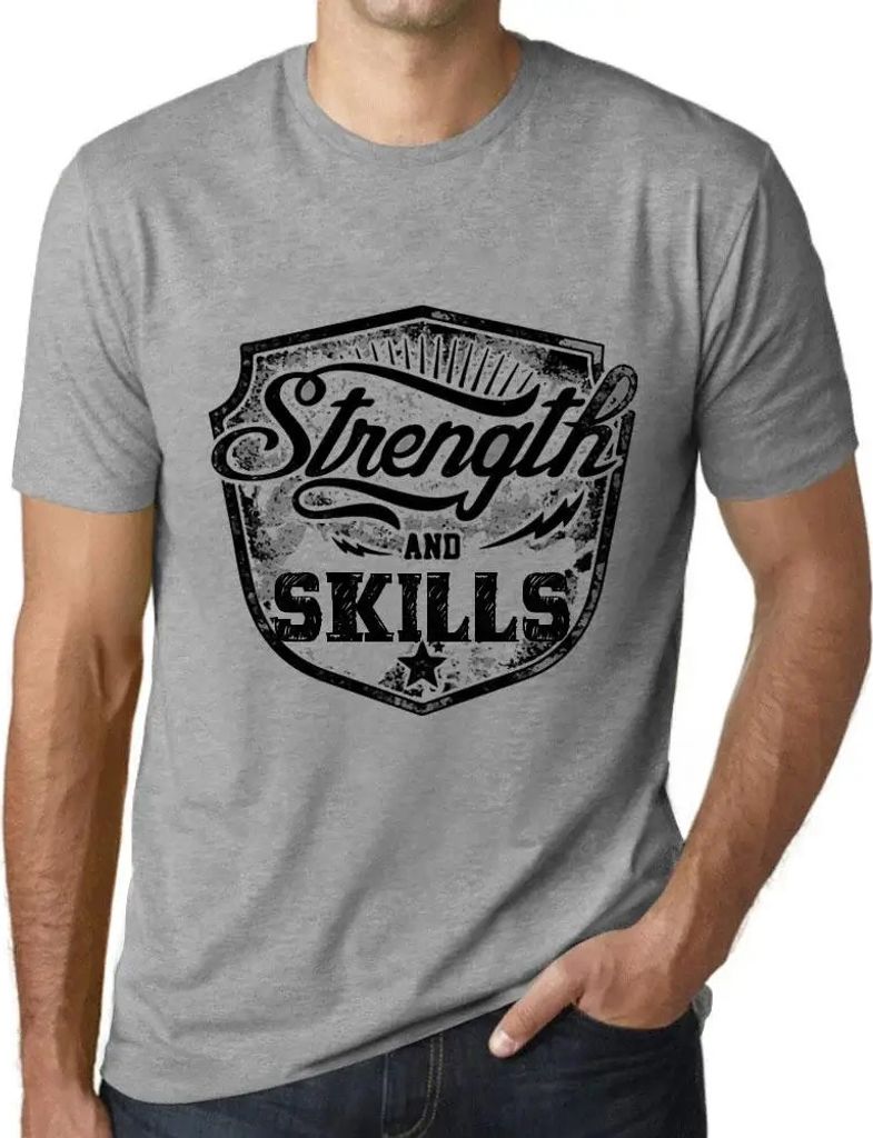 Herren Grafik T-Shirt Stärke und Fähigkeiten – Strength And Skills – Öko-Verantwortlich Vintage Jahrgang Kurzarm Lustige Druck Geburtstag Ge...