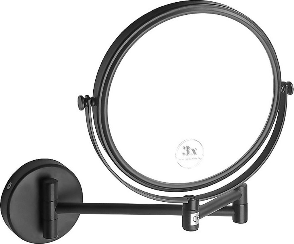 BARK Rasier- & Kosmetikspiegel Messing Schwarz 230x310x450 mm, ø 190 mm für Bad & WC >> zum Bohren