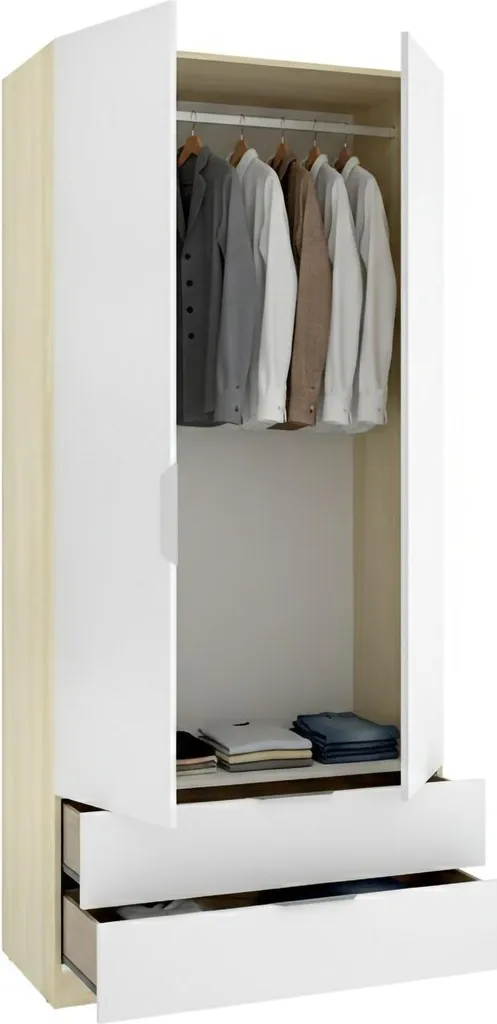 Montclare Armoire 2 Portes 51x204h cm Blanc - Penderie Gain de Place